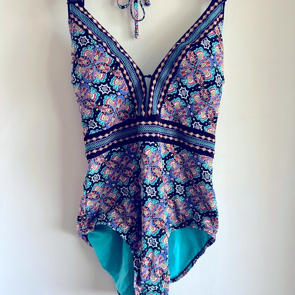 NWT Nanette Leopore One Piece with detailed embroidery along the bust and waist.